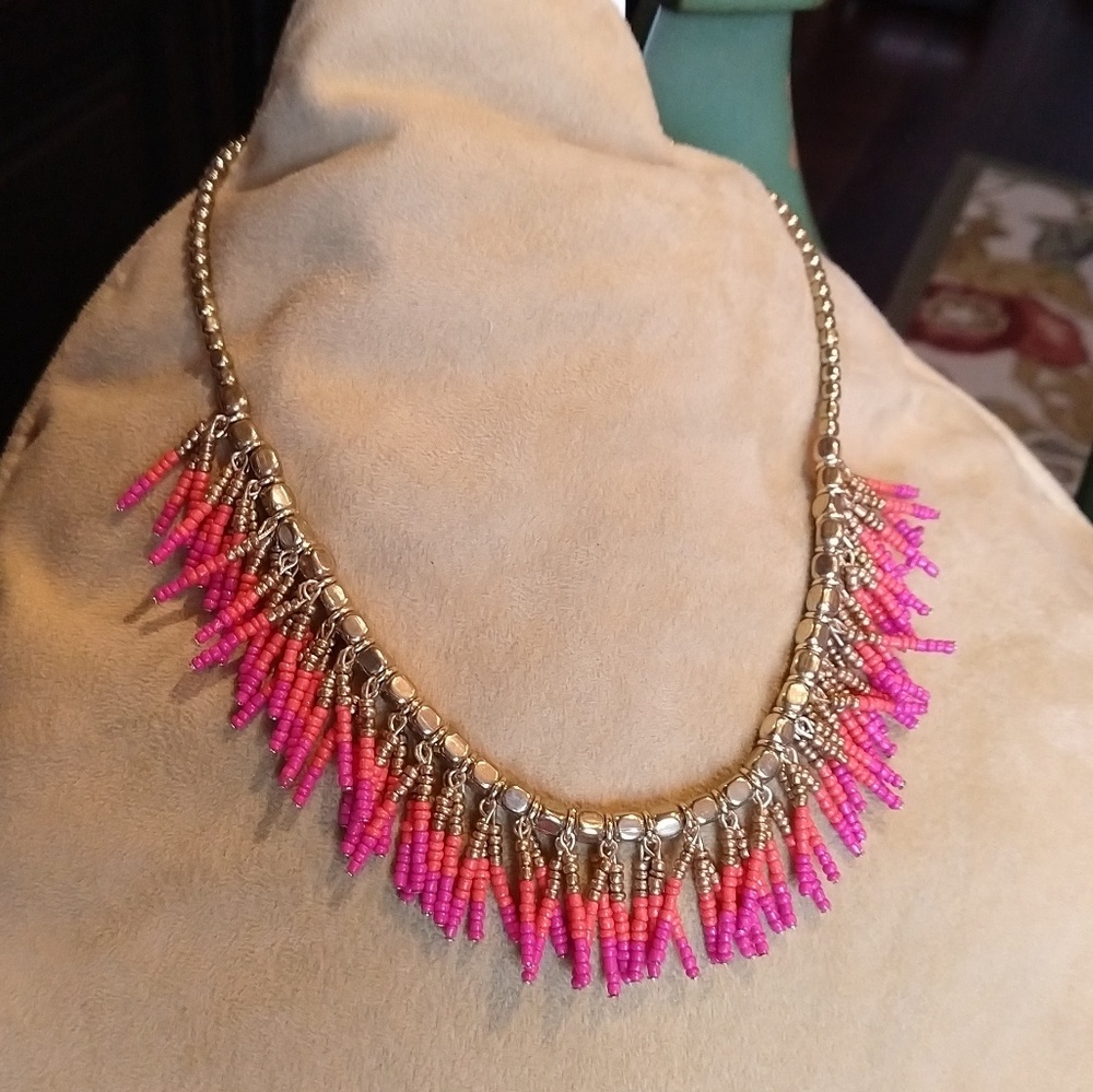 Gold Necklace with Beaded Strands. NWOT.